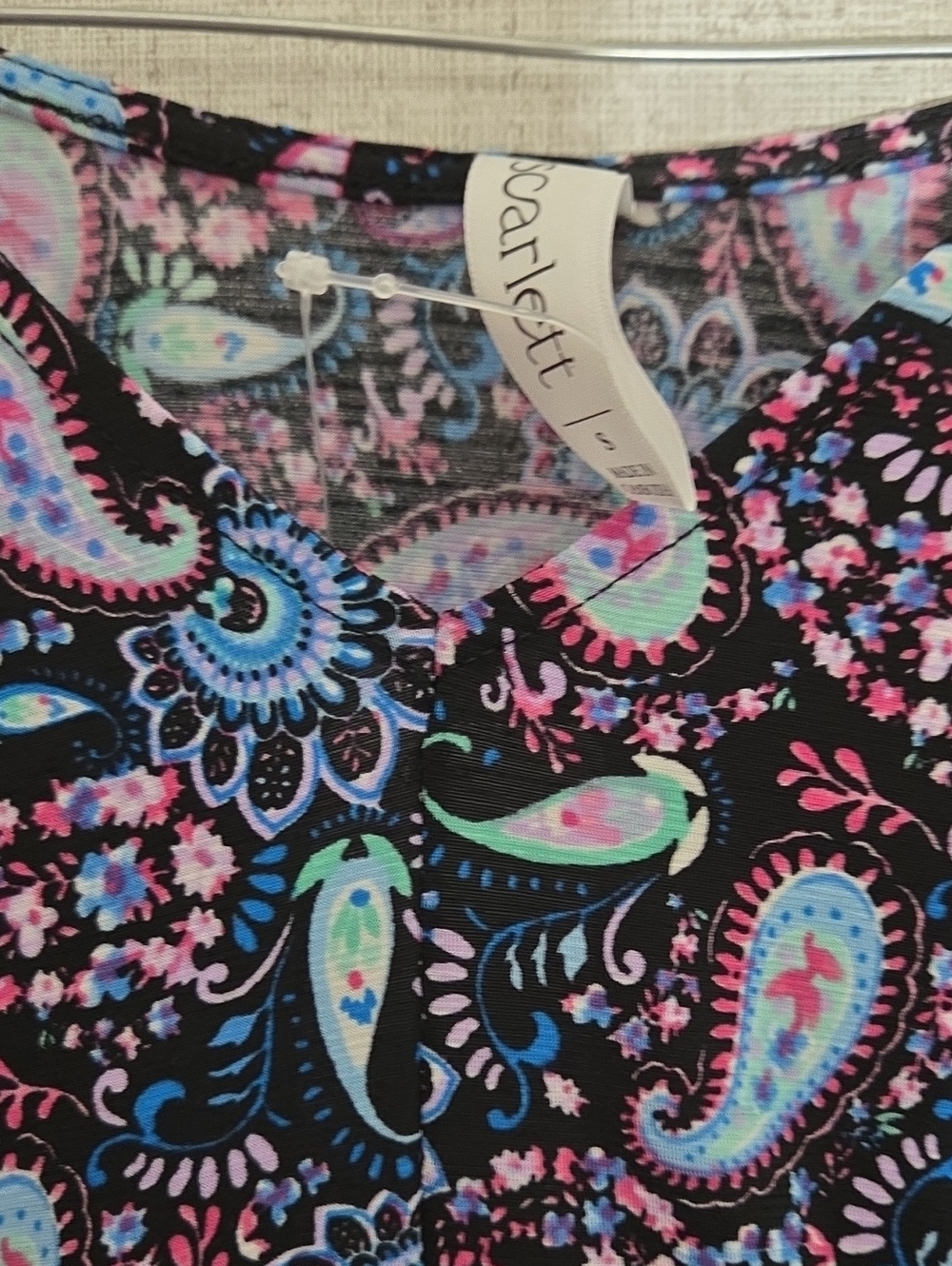 Dear Scarlett Black Paisley Tunic with Pink and Blue Accents - Picture 2 of 3